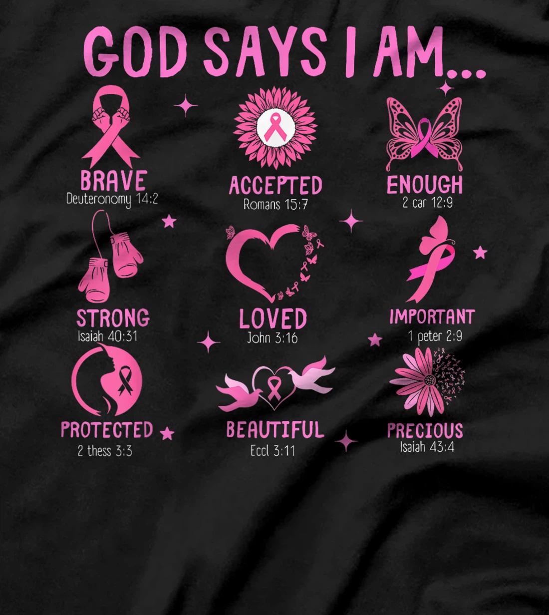 God Says I Am Breast Cancer Awareness Bible Christian T-Shirt