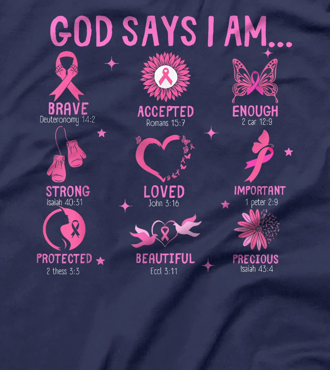 God Says I Am Breast Cancer Awareness Bible Christian T-Shirt