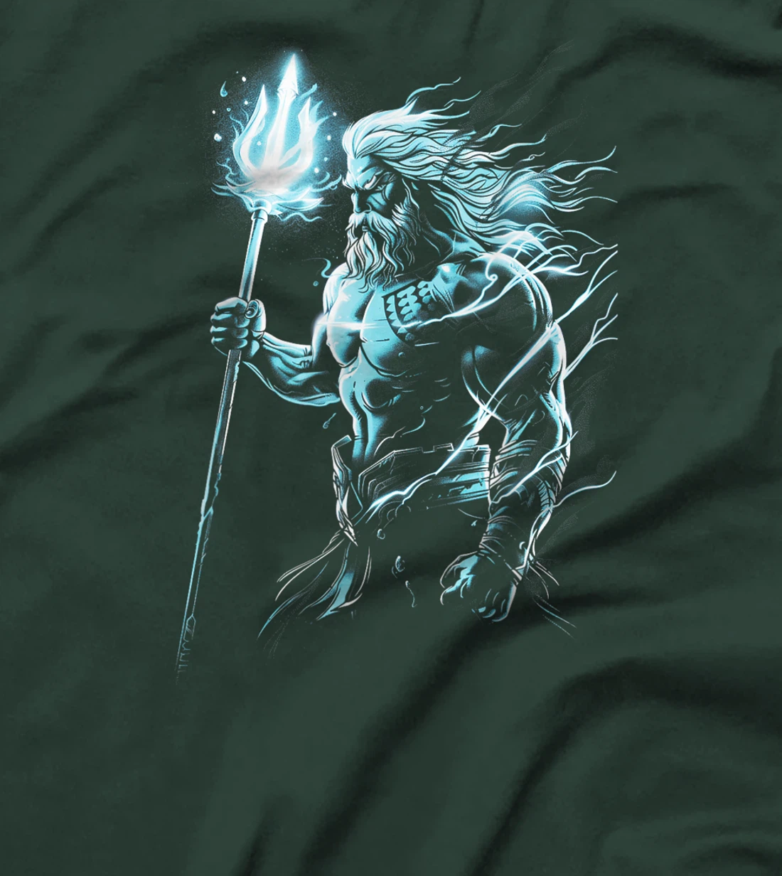 Poseidon Trident Mythological Greek god Blue T-Shirt