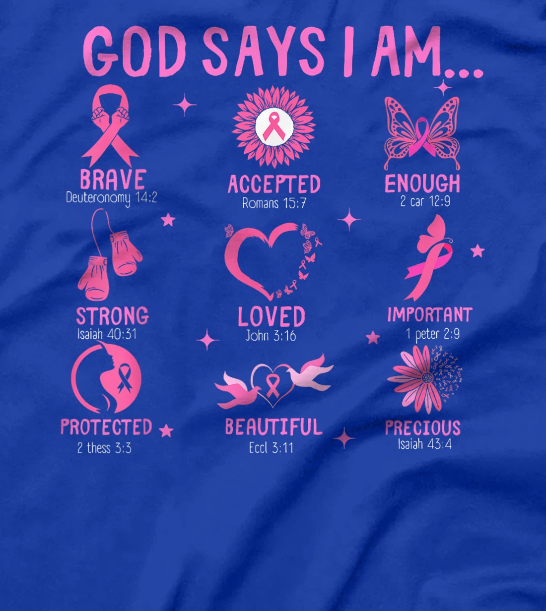God Says I Am Breast Cancer Awareness Bible Christian T-Shirt