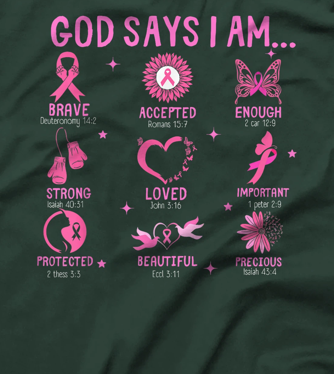 God Says I Am Breast Cancer Awareness Bible Christian T-Shirt