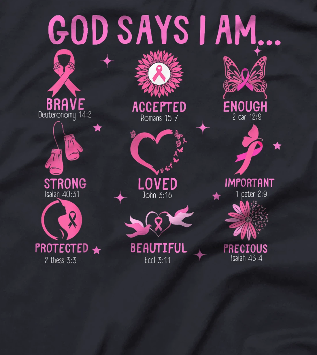 God Says I Am Breast Cancer Awareness Bible Christian T-Shirt