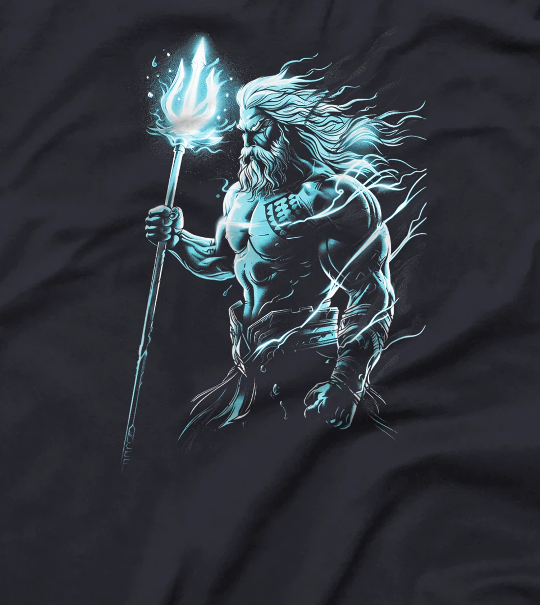 Poseidon Trident Mythological Greek god Blue T-Shirt