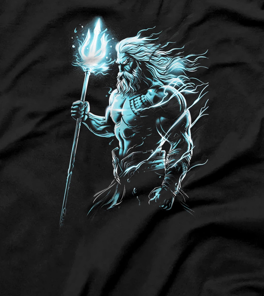 Poseidon Trident Mythological Greek god Blue T-Shirt