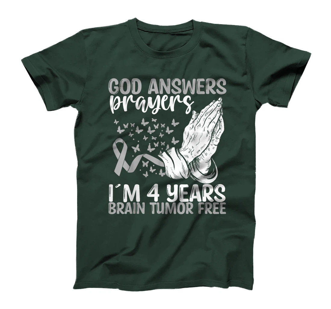 4 Years Brain Tumor Free God Prayer Brain Cancer Awareness T-Shirt