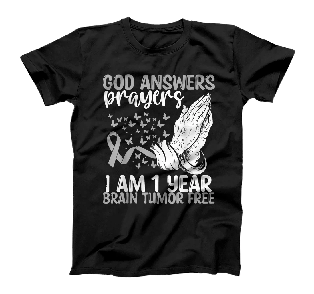 1 Year Brain Tumor Free God Prayer Brain Cancer Awareness T-Shirt