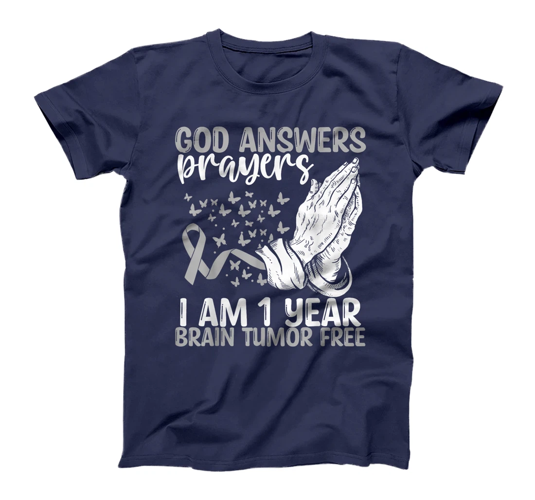 1 Year Brain Tumor Free God Prayer Brain Cancer Awareness T-Shirt
