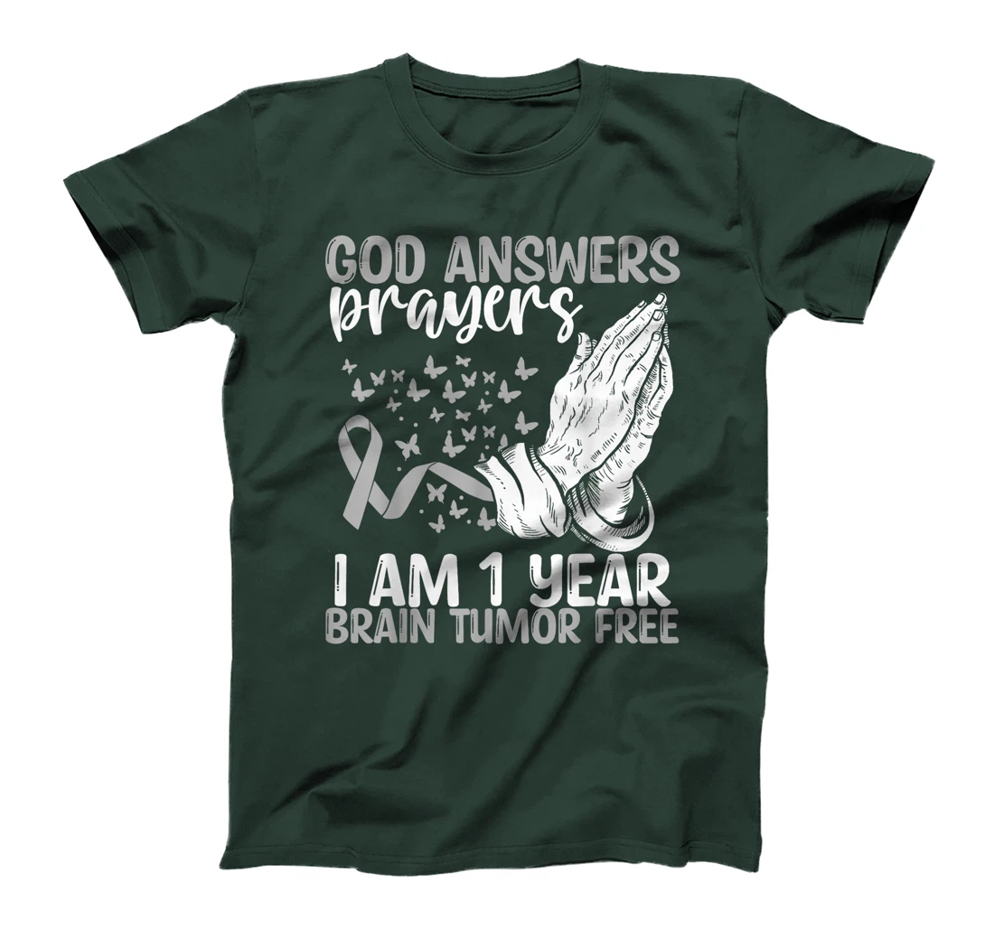 1 Year Brain Tumor Free God Prayer Brain Cancer Awareness T-Shirt