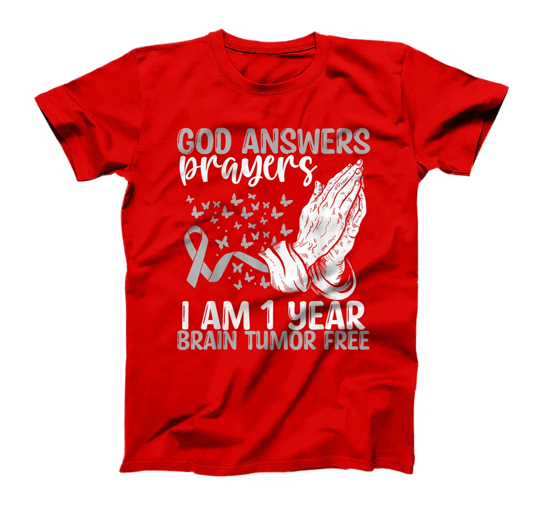 1 Year Brain Tumor Free God Prayer Brain Cancer Awareness T-Shirt