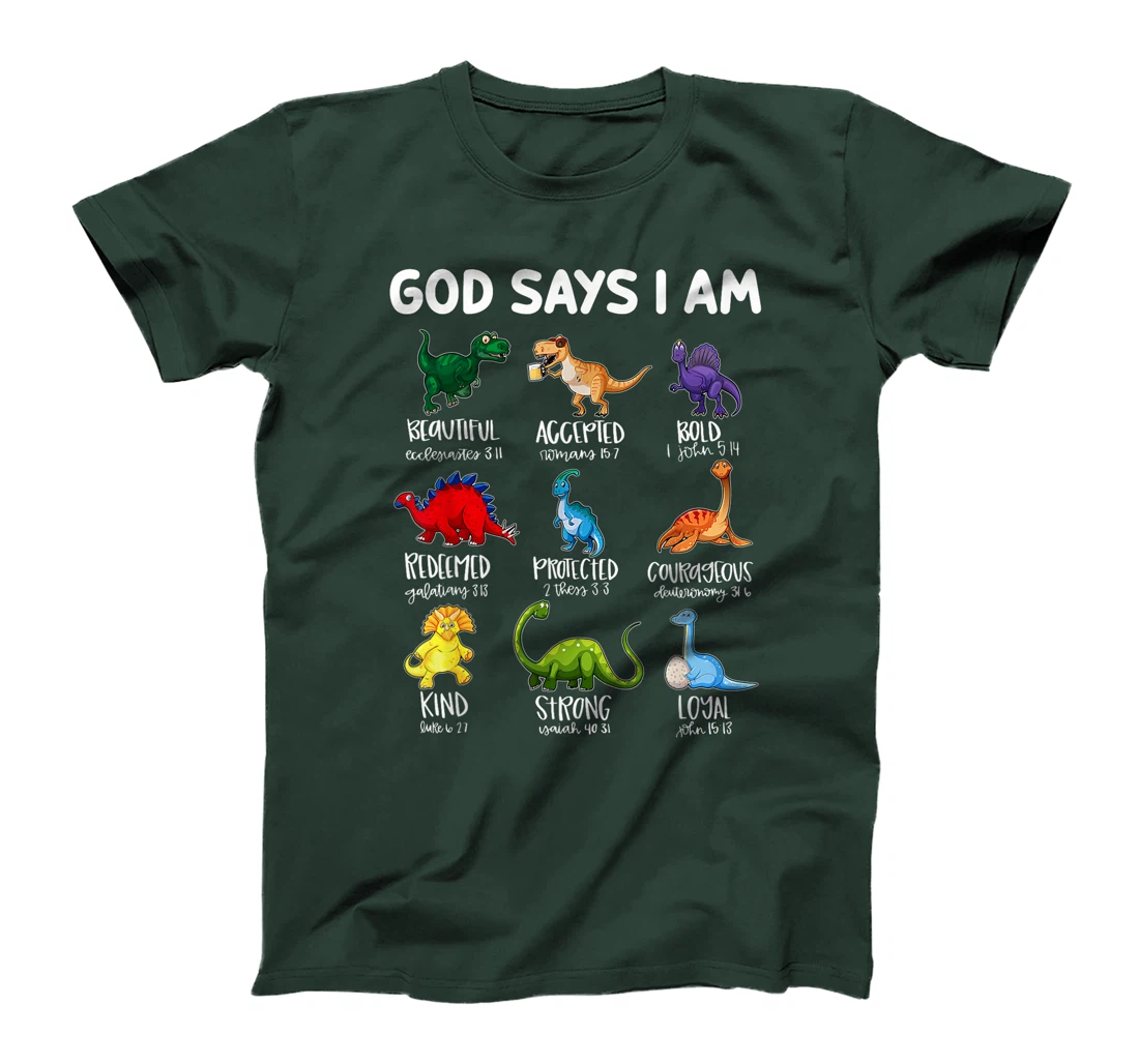 God Says I Am Bible Verse Christian Dinosaur Religious T-Shirt