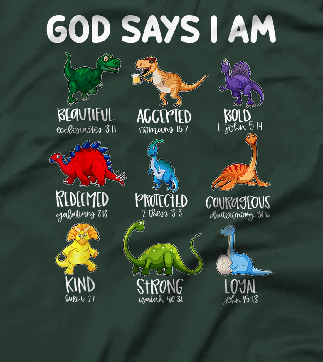 God Says I Am Bible Verse Christian Dinosaur Religious T-Shirt