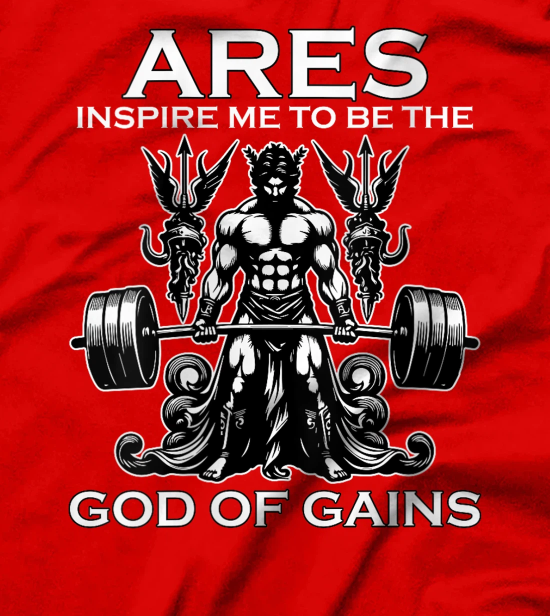 Womens Ares God of Gains Bodybuilding Gym Lover Fitness T-Shirt