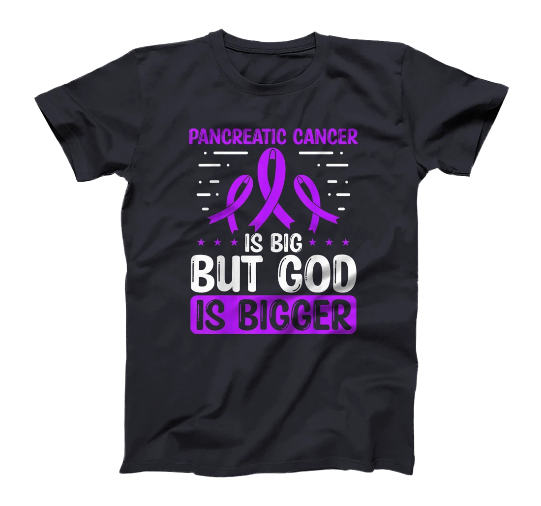 Pancreatic Cancer Awareness God Is bigger Cancer Ribbon T-Shirt