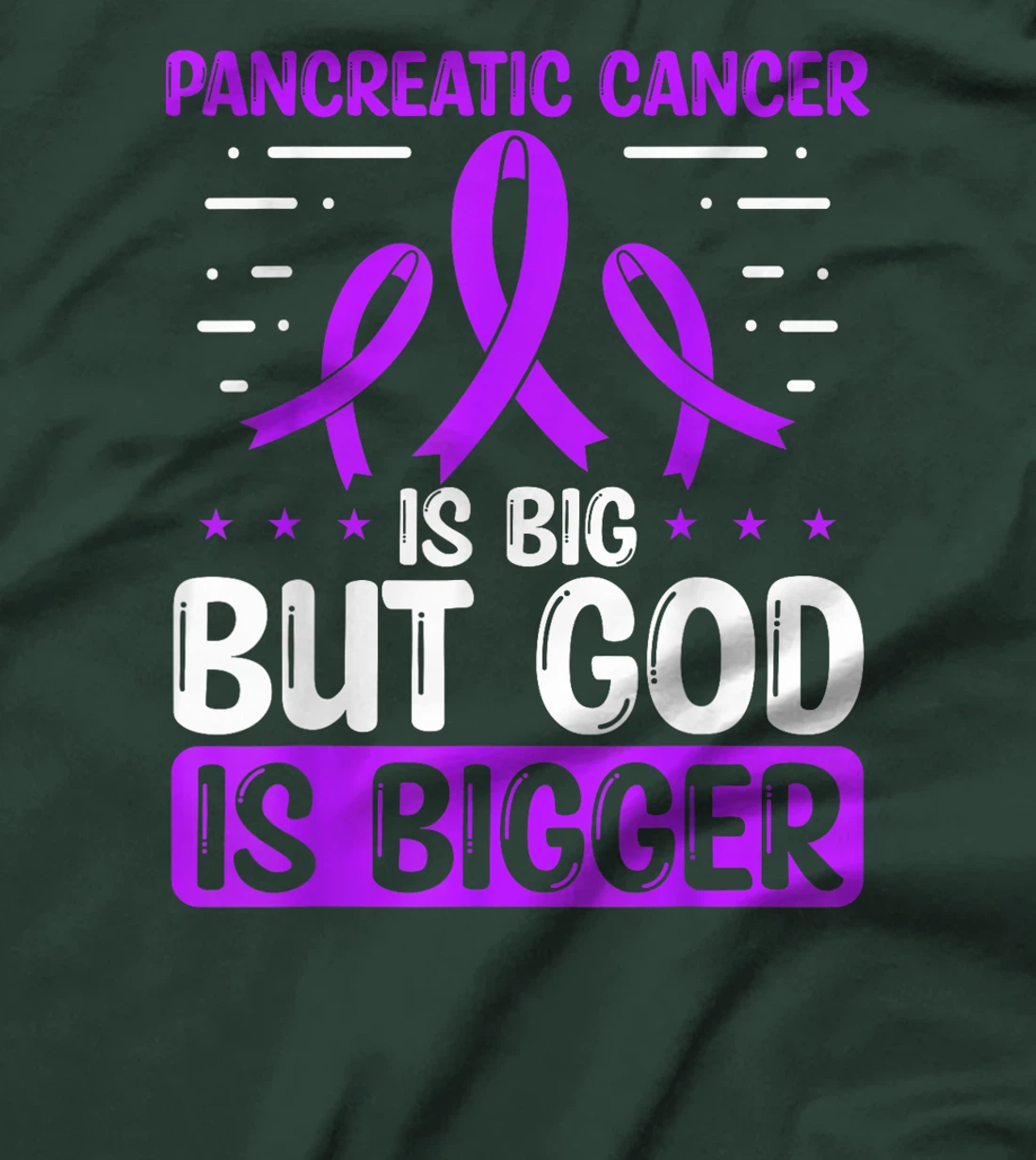 Pancreatic Cancer Awareness God Is bigger Cancer Ribbon T-Shirt