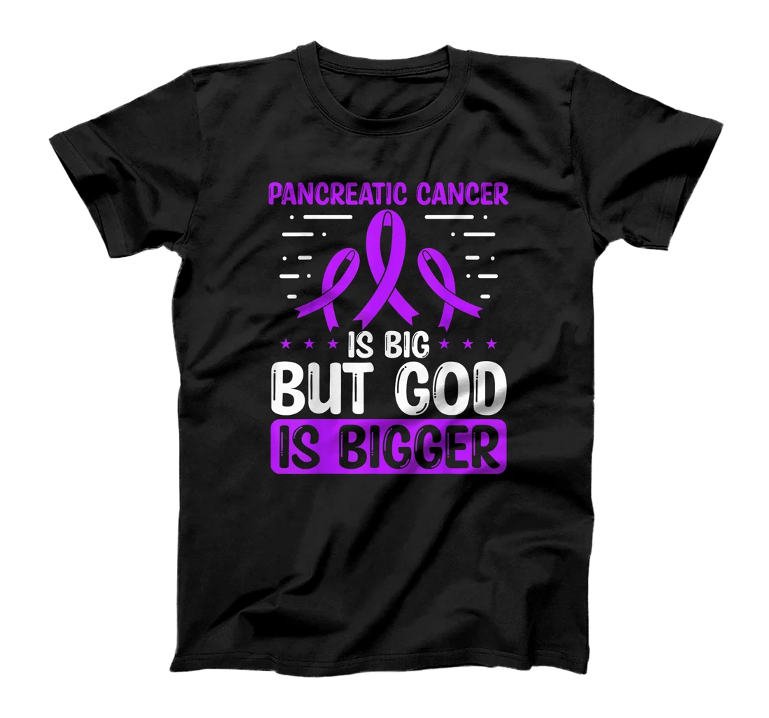 Pancreatic Cancer Awareness God Is bigger Cancer Ribbon T-Shirt