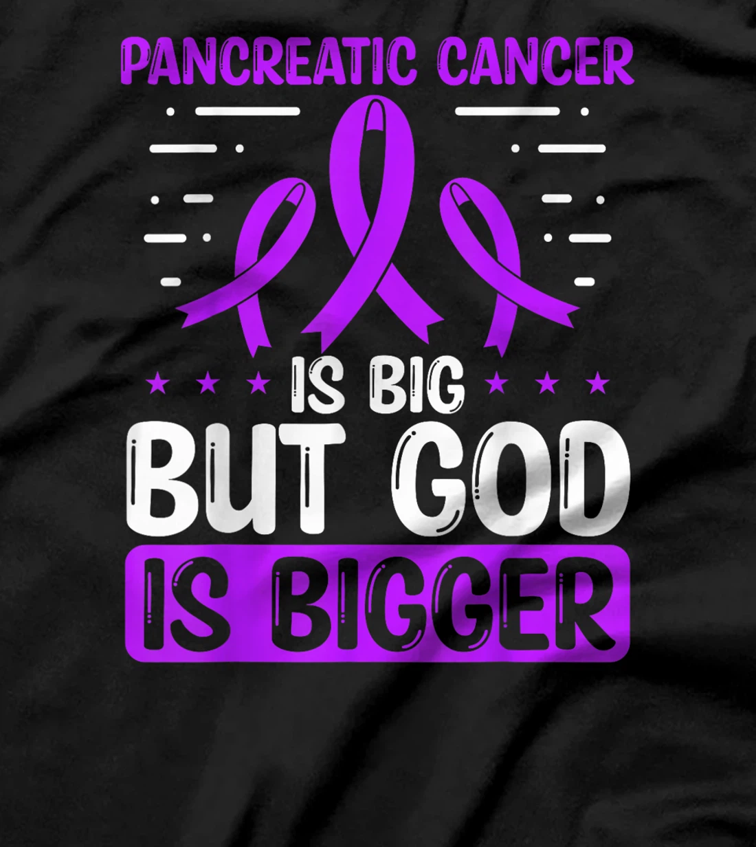 Pancreatic Cancer Awareness God Is bigger Cancer Ribbon T-Shirt