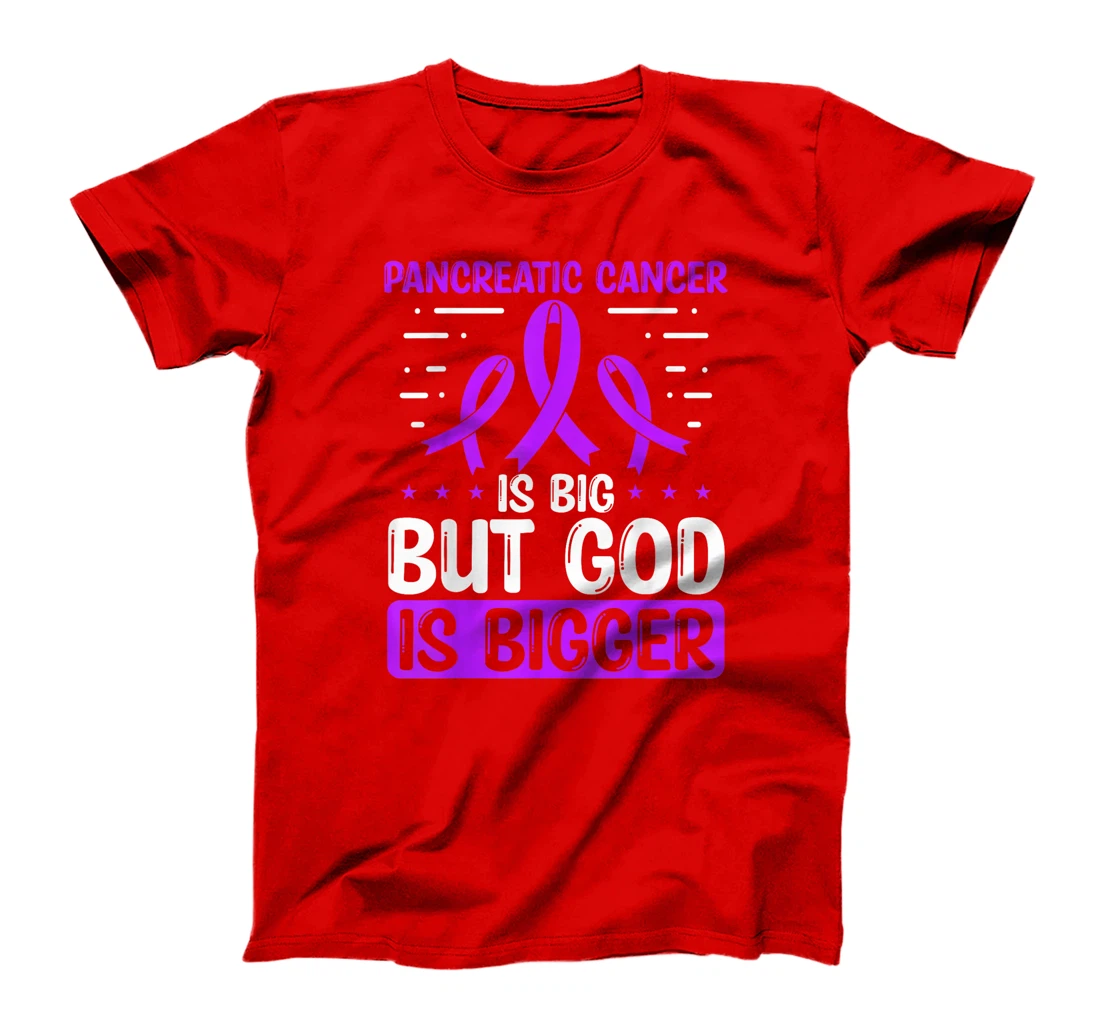Pancreatic Cancer Awareness God Is bigger Cancer Ribbon T-Shirt