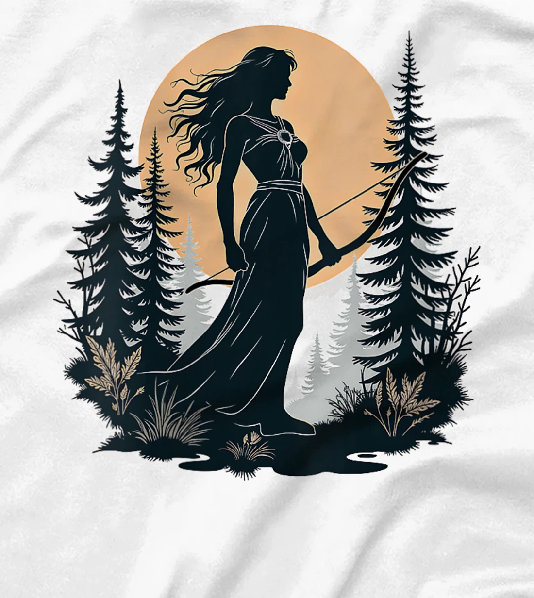 Womens Artemis Ancient Greek Goddess Symbol T-Shirt