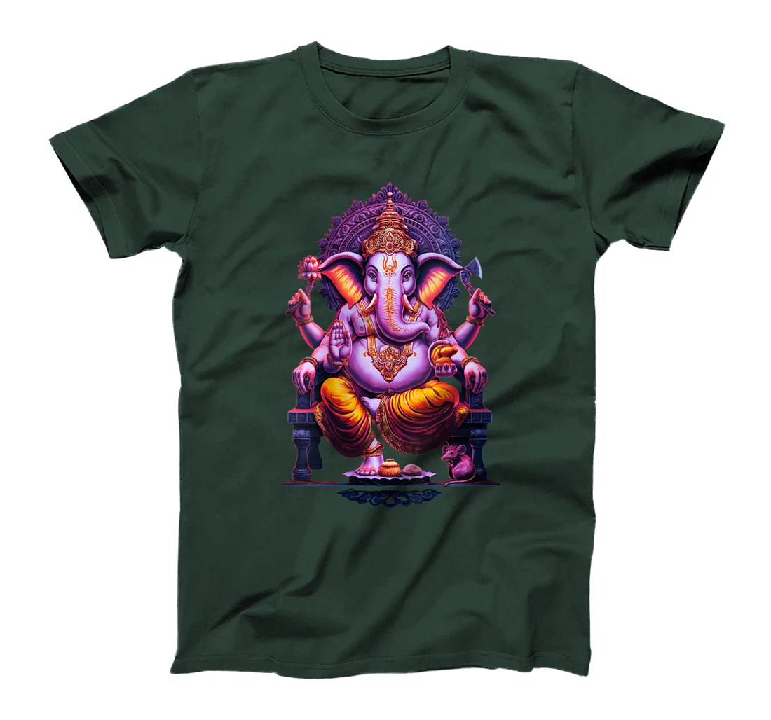 Womens Hindu Ganesha Puja Elephant God India Meditation Yoga Murti T-Shirt