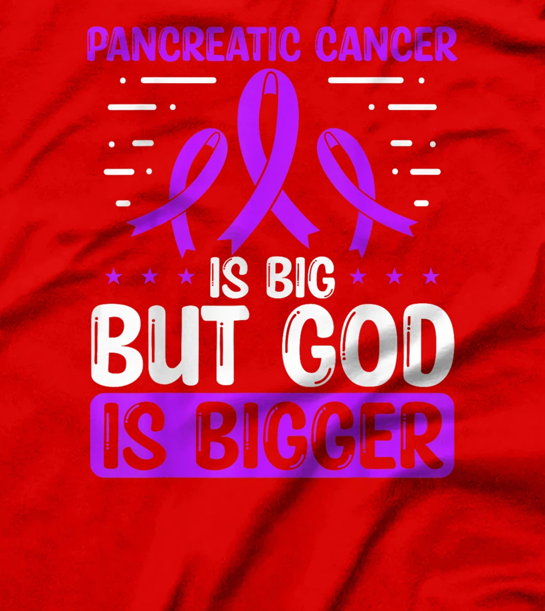 Pancreatic Cancer Awareness God Is bigger Cancer Ribbon T-Shirt