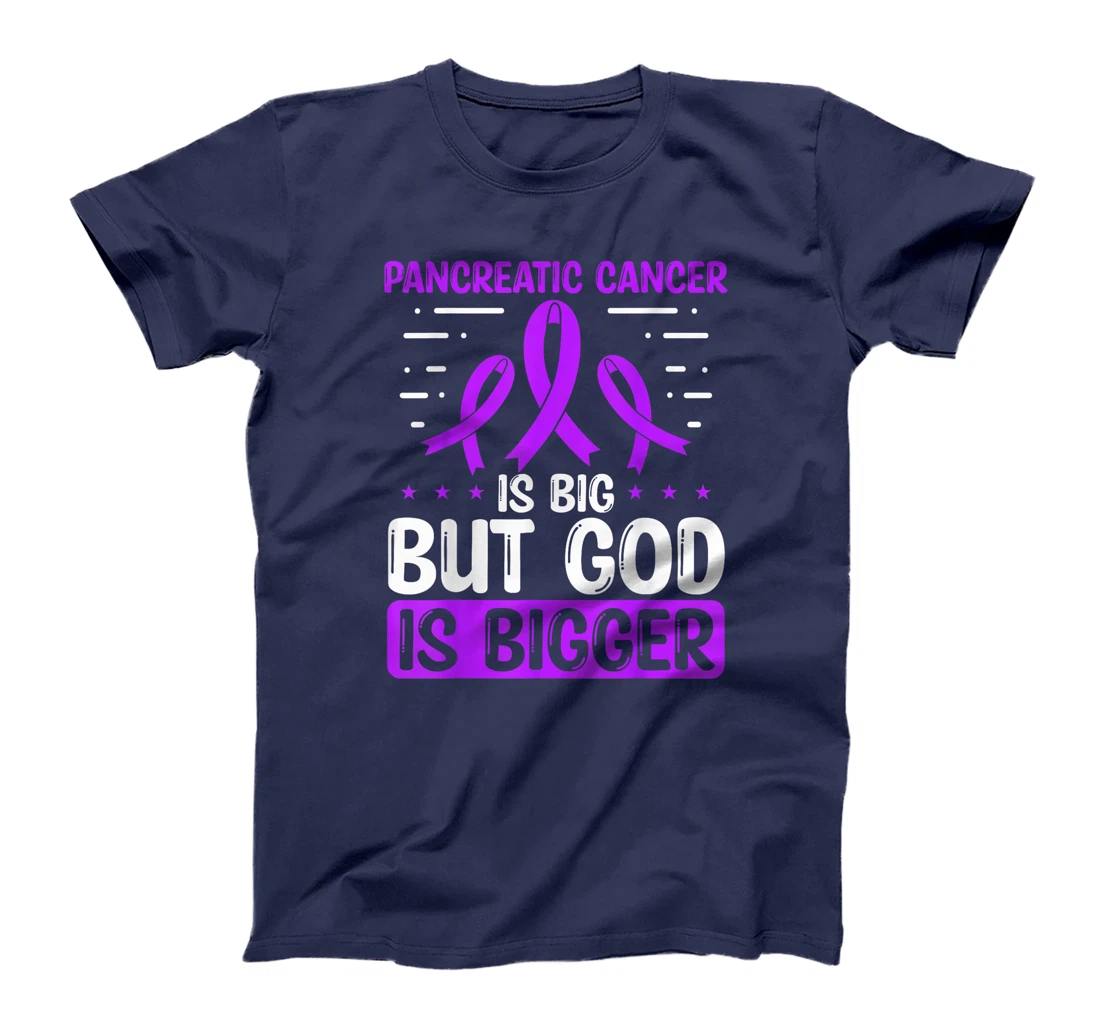 Pancreatic Cancer Awareness God Is bigger Cancer Ribbon T-Shirt