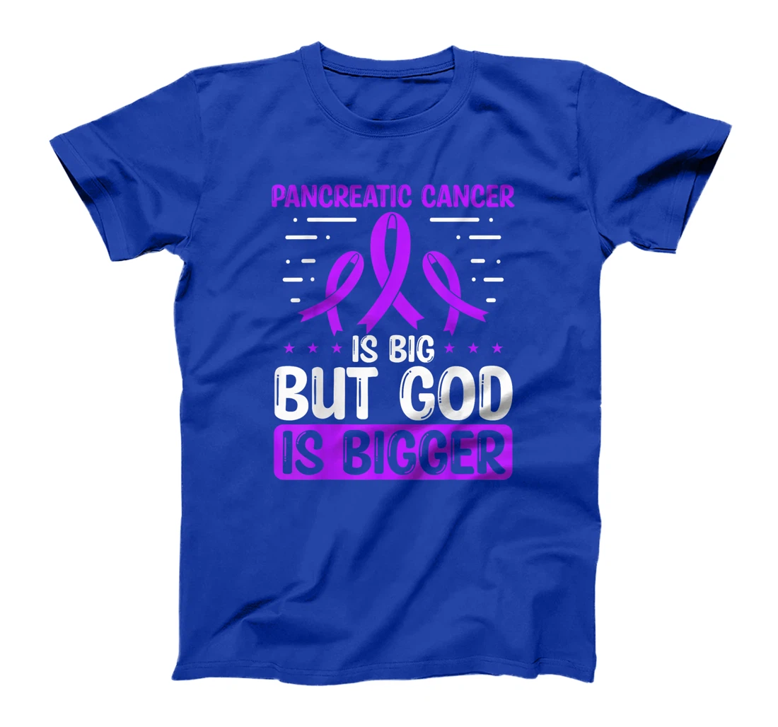 Pancreatic Cancer Awareness God Is bigger Cancer Ribbon T-Shirt