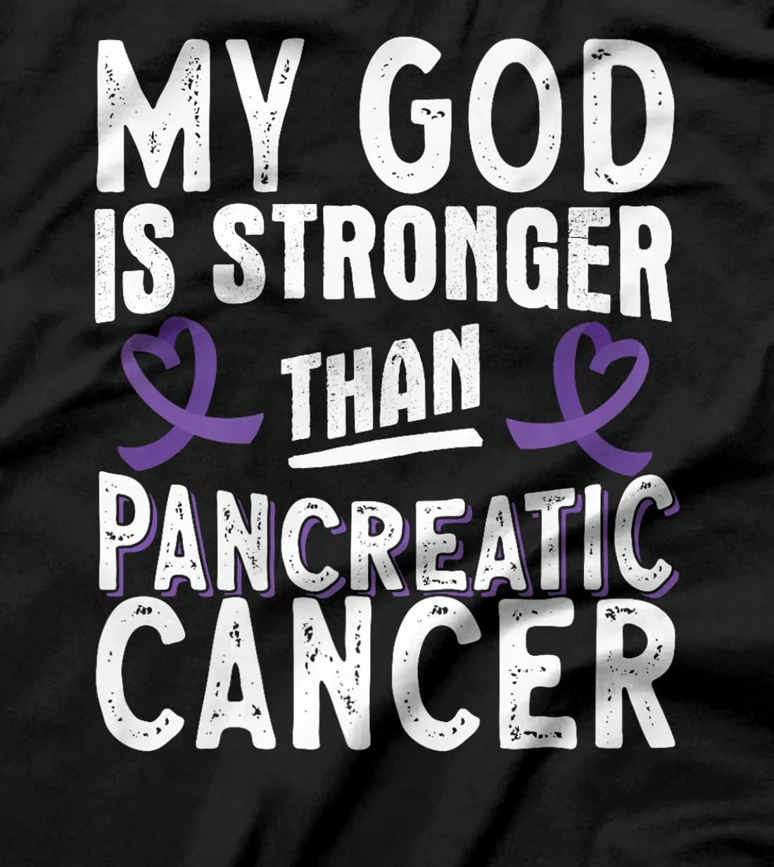 My God Is Stronger Than Pancreatic Cancer Purple Ribbon Premium T-Shirt