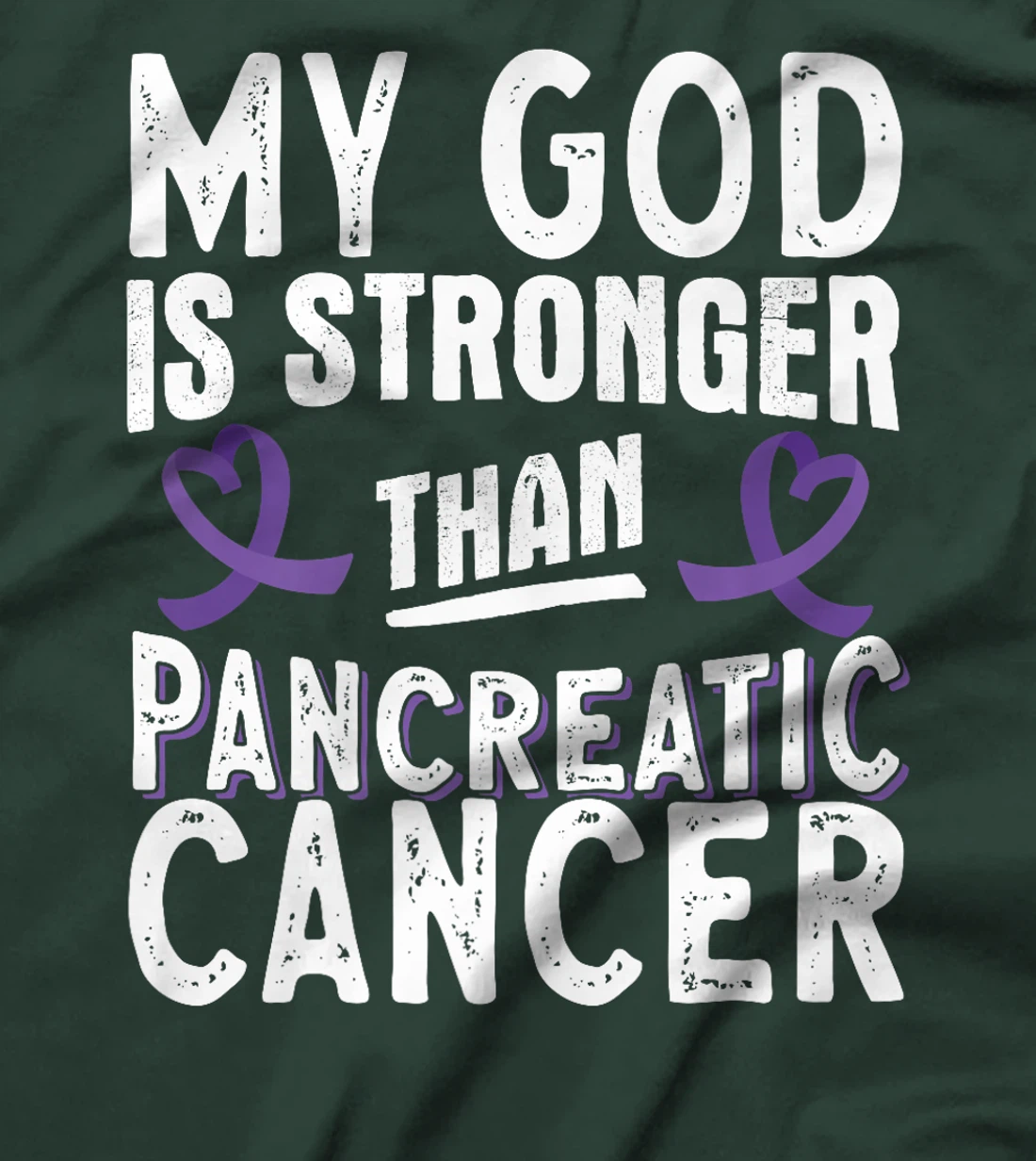 My God Is Stronger Than Pancreatic Cancer Purple Ribbon Premium T-Shirt