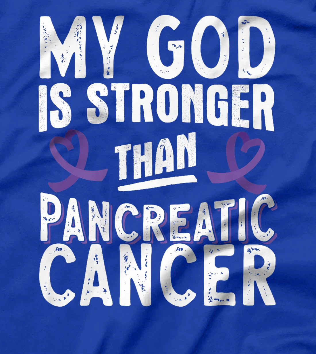 My God Is Stronger Than Pancreatic Cancer Purple Ribbon Premium T-Shirt