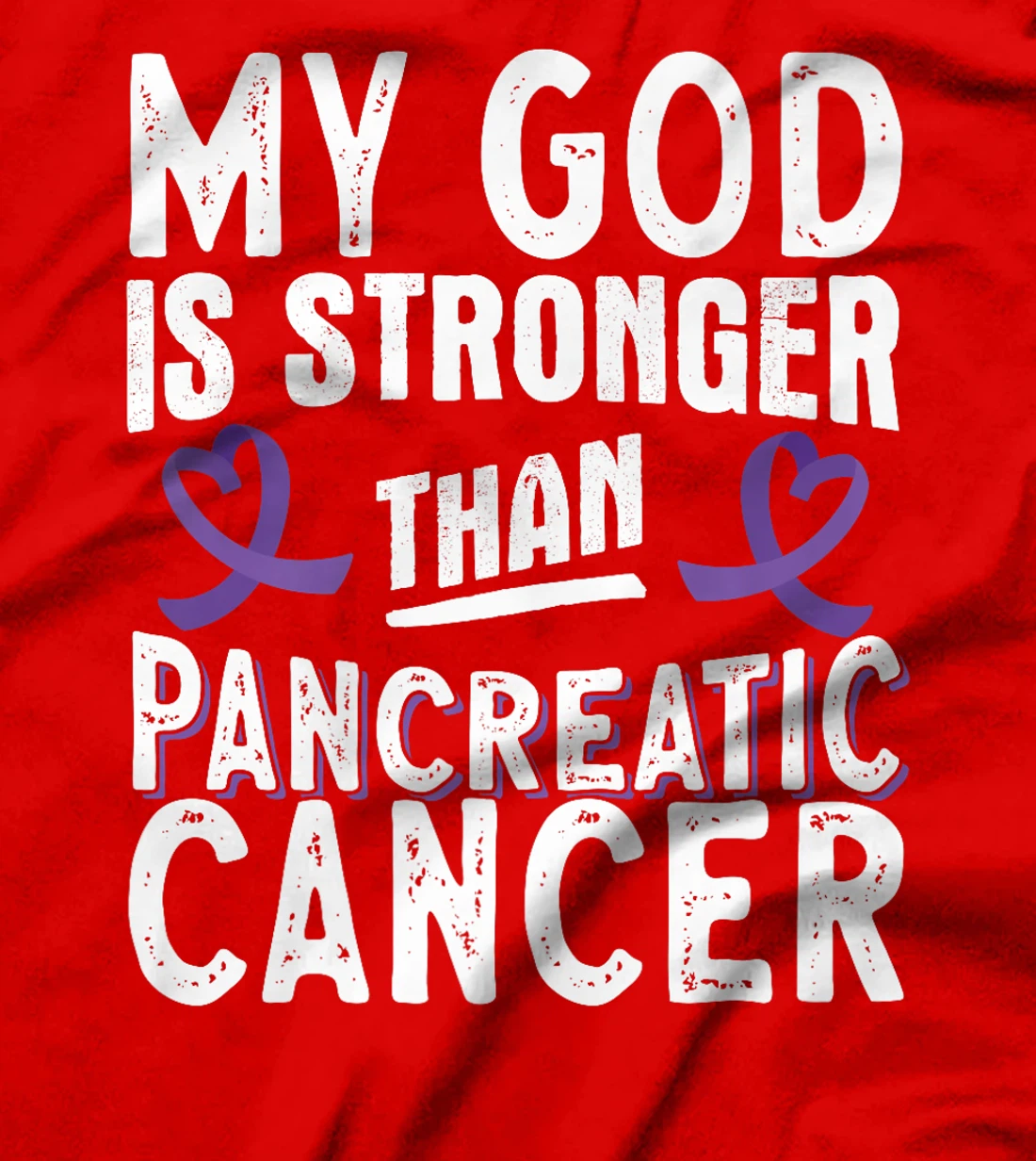 My God Is Stronger Than Pancreatic Cancer Purple Ribbon Premium T-Shirt