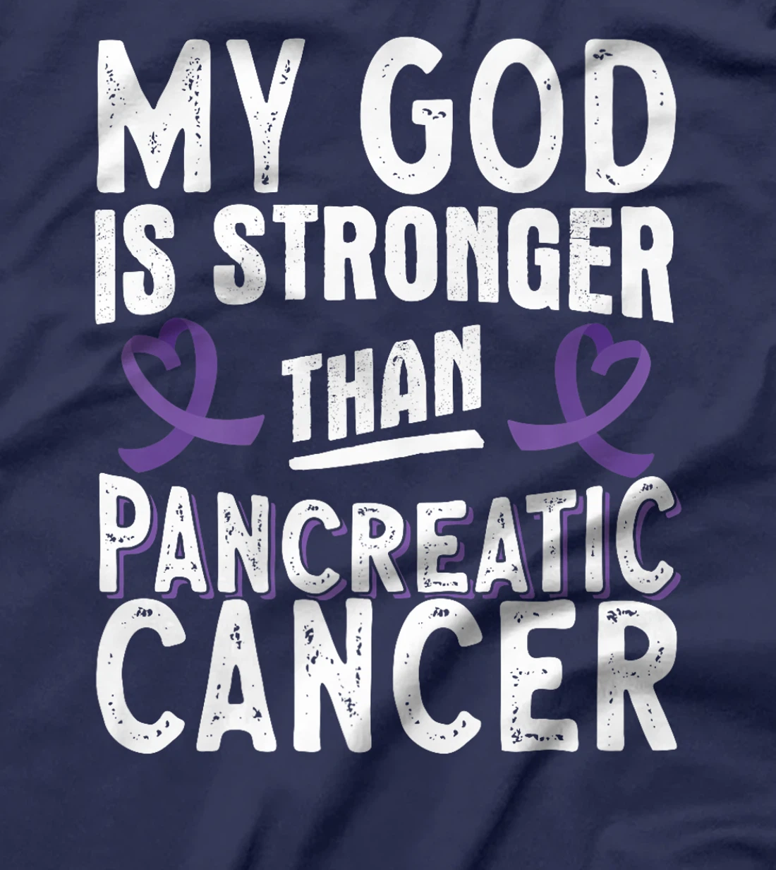 My God Is Stronger Than Pancreatic Cancer Purple Ribbon Premium T-Shirt