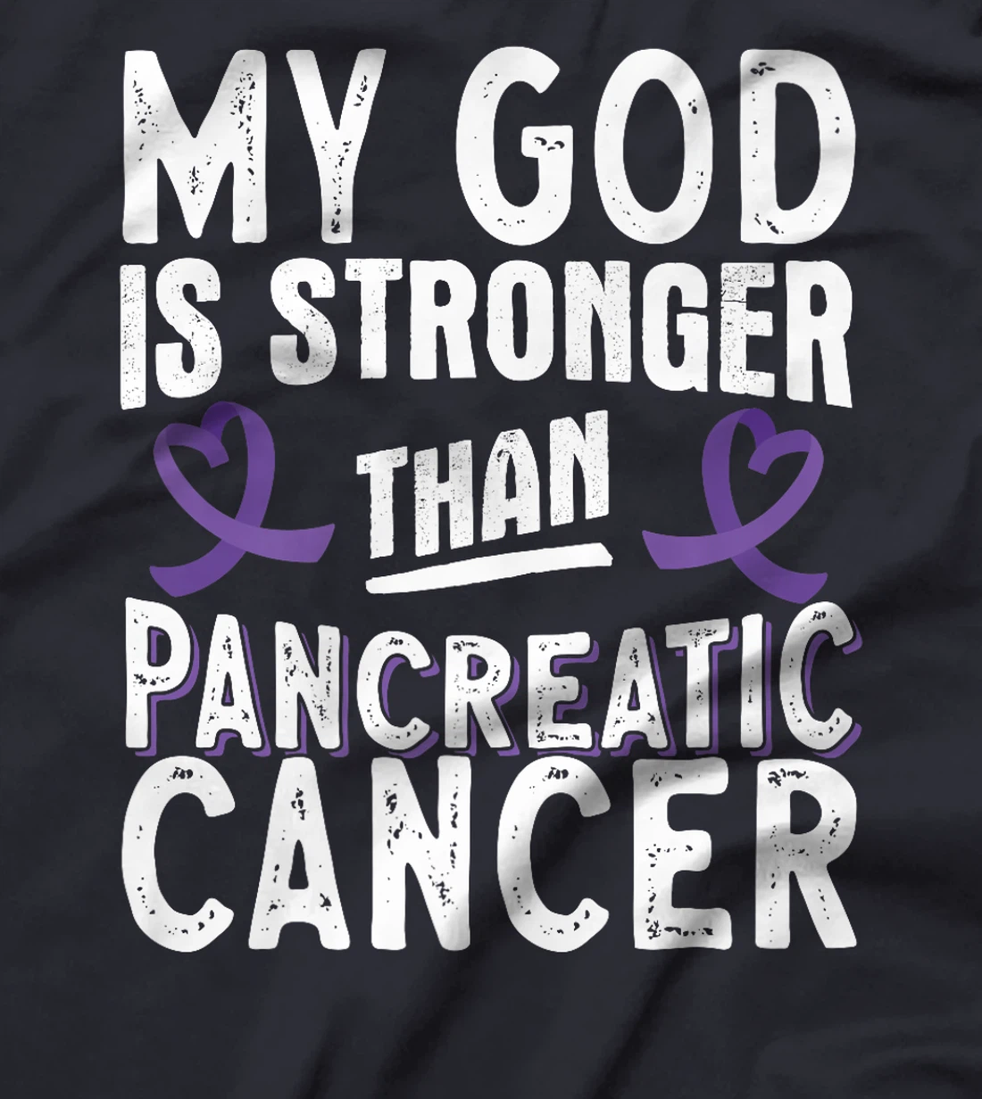 My God Is Stronger Than Pancreatic Cancer Purple Ribbon Premium T-Shirt