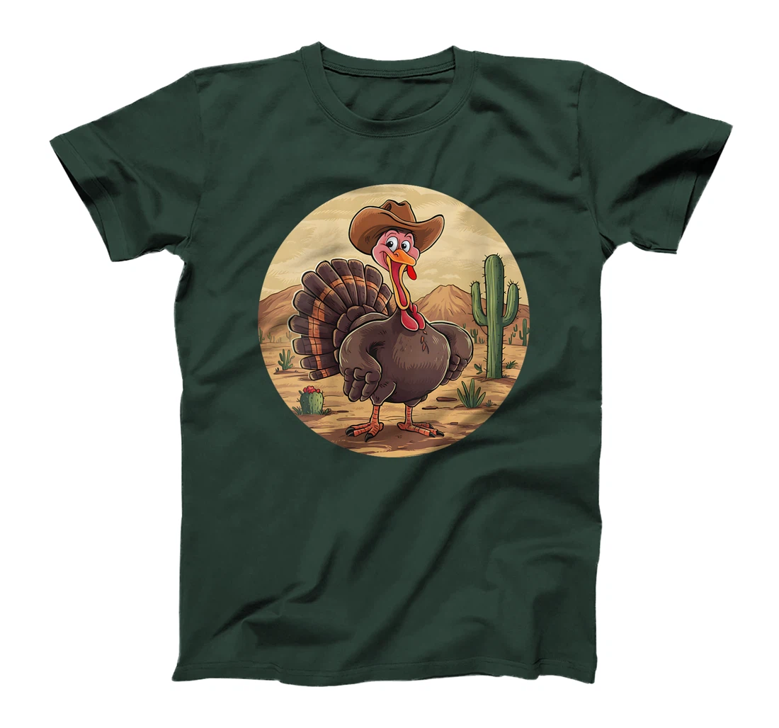 Womens Western Thanksgiving Cowboy Turkey Texas Desert Cowgirl T-Shirt
