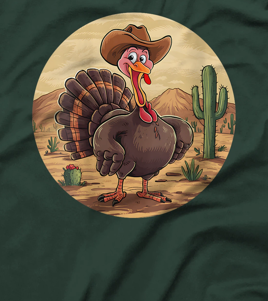 Womens Western Thanksgiving Cowboy Turkey Texas Desert Cowgirl T-Shirt