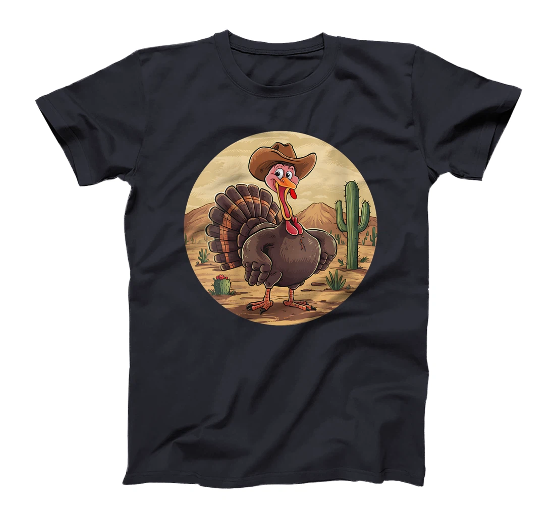 Womens Western Thanksgiving Cowboy Turkey Texas Desert Cowgirl T-Shirt