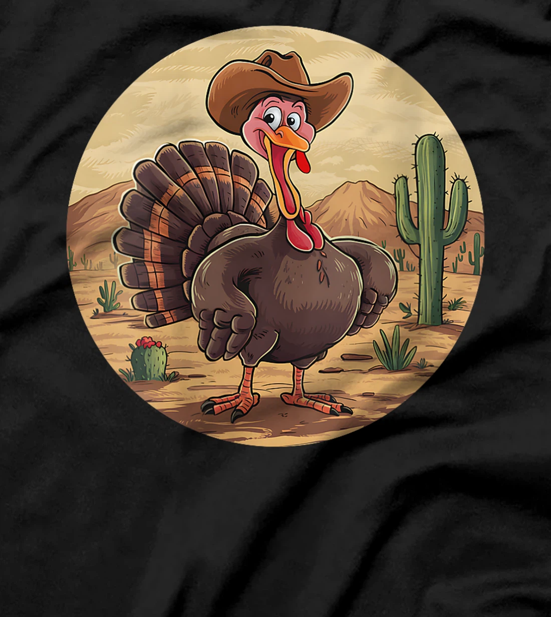 Womens Western Thanksgiving Cowboy Turkey Texas Desert Cowgirl T-Shirt