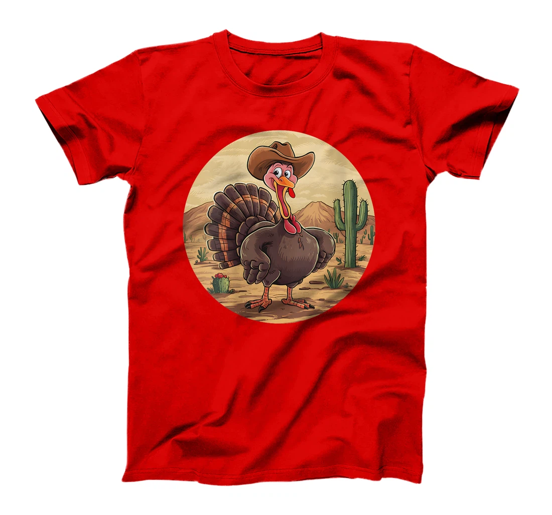 Womens Western Thanksgiving Cowboy Turkey Texas Desert Cowgirl T-Shirt