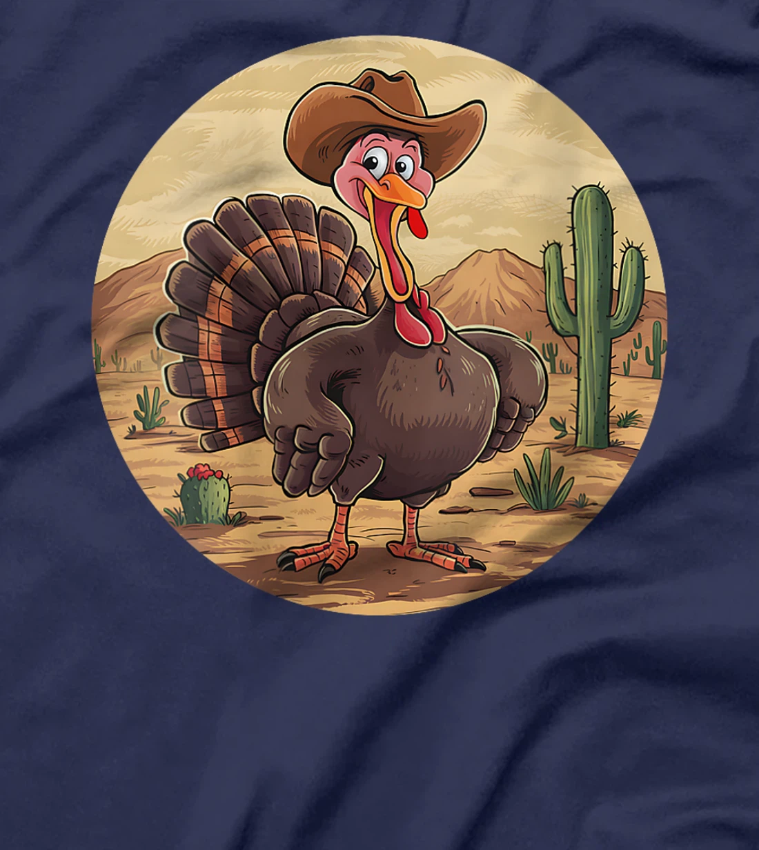 Womens Western Thanksgiving Cowboy Turkey Texas Desert Cowgirl T-Shirt