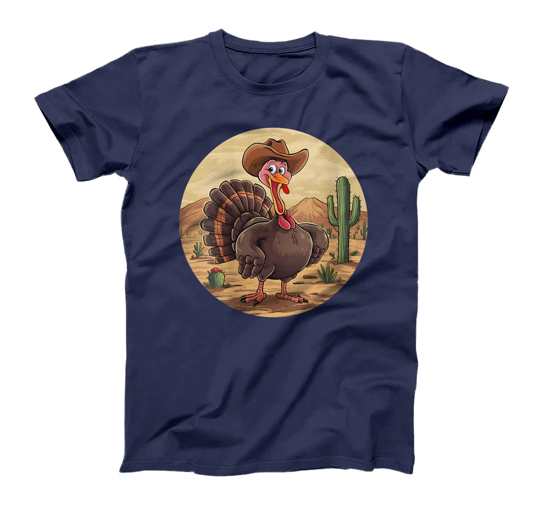 Womens Western Thanksgiving Cowboy Turkey Texas Desert Cowgirl T-Shirt