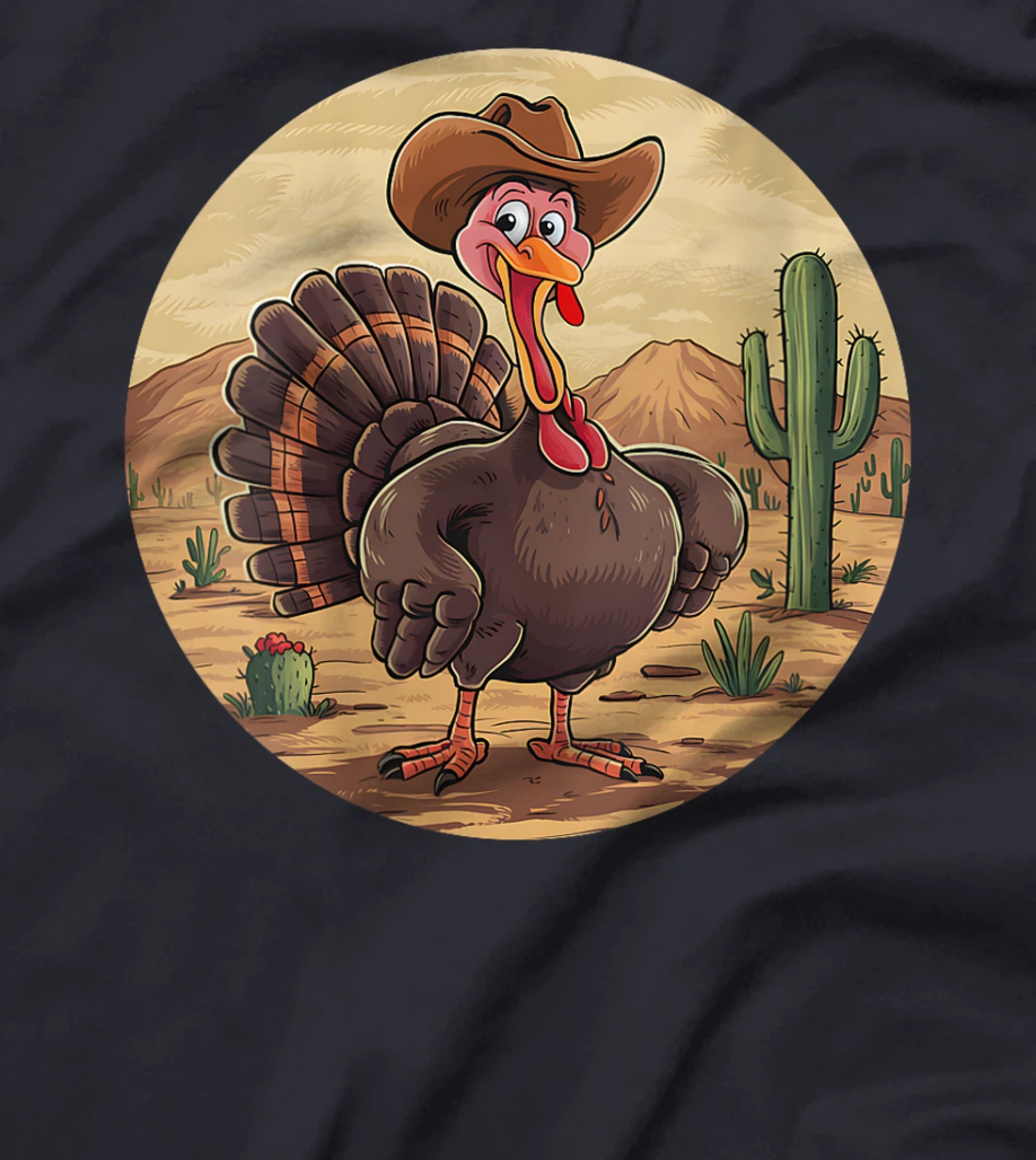 Womens Western Thanksgiving Cowboy Turkey Texas Desert Cowgirl T-Shirt
