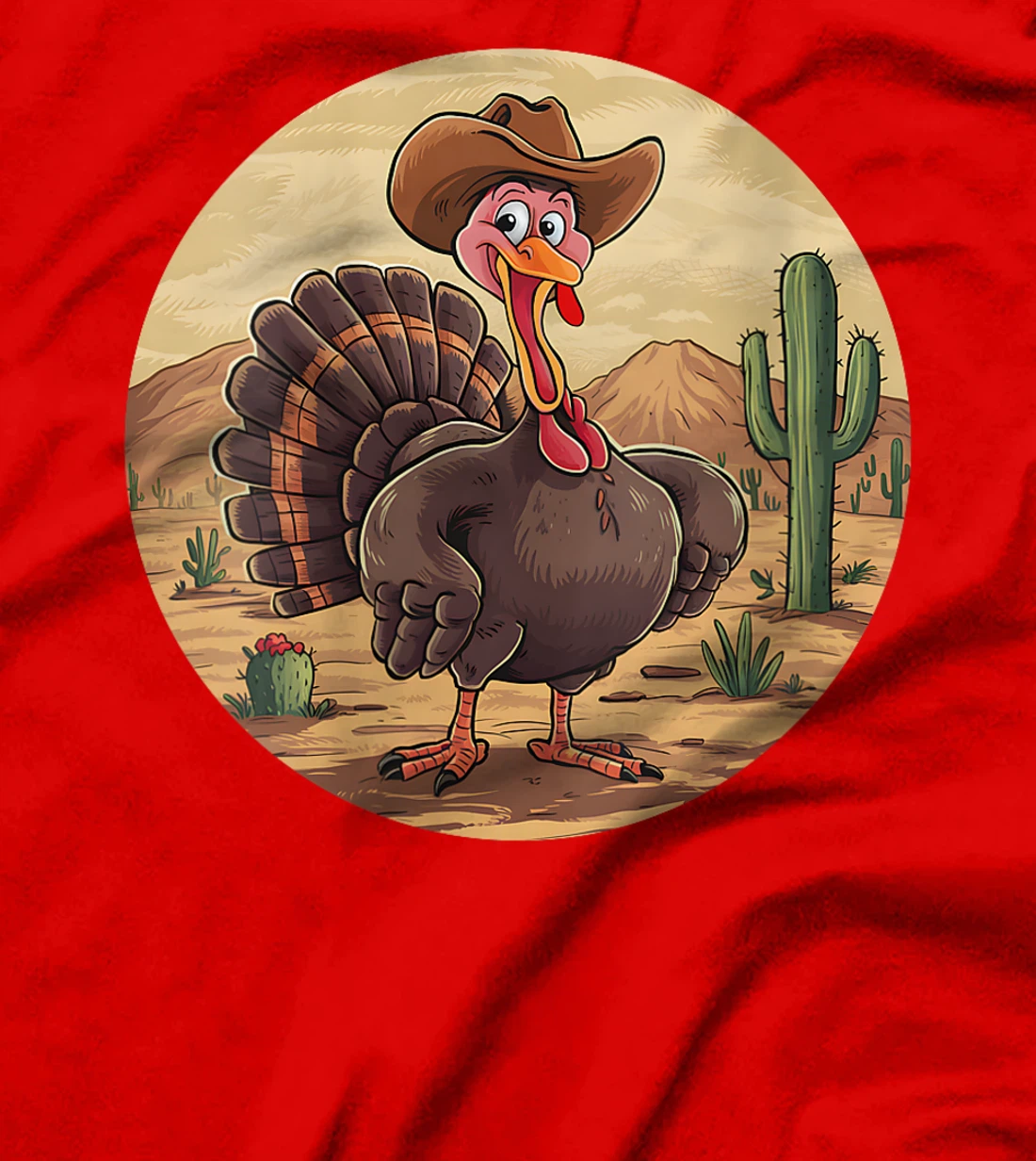 Womens Western Thanksgiving Cowboy Turkey Texas Desert Cowgirl T-Shirt