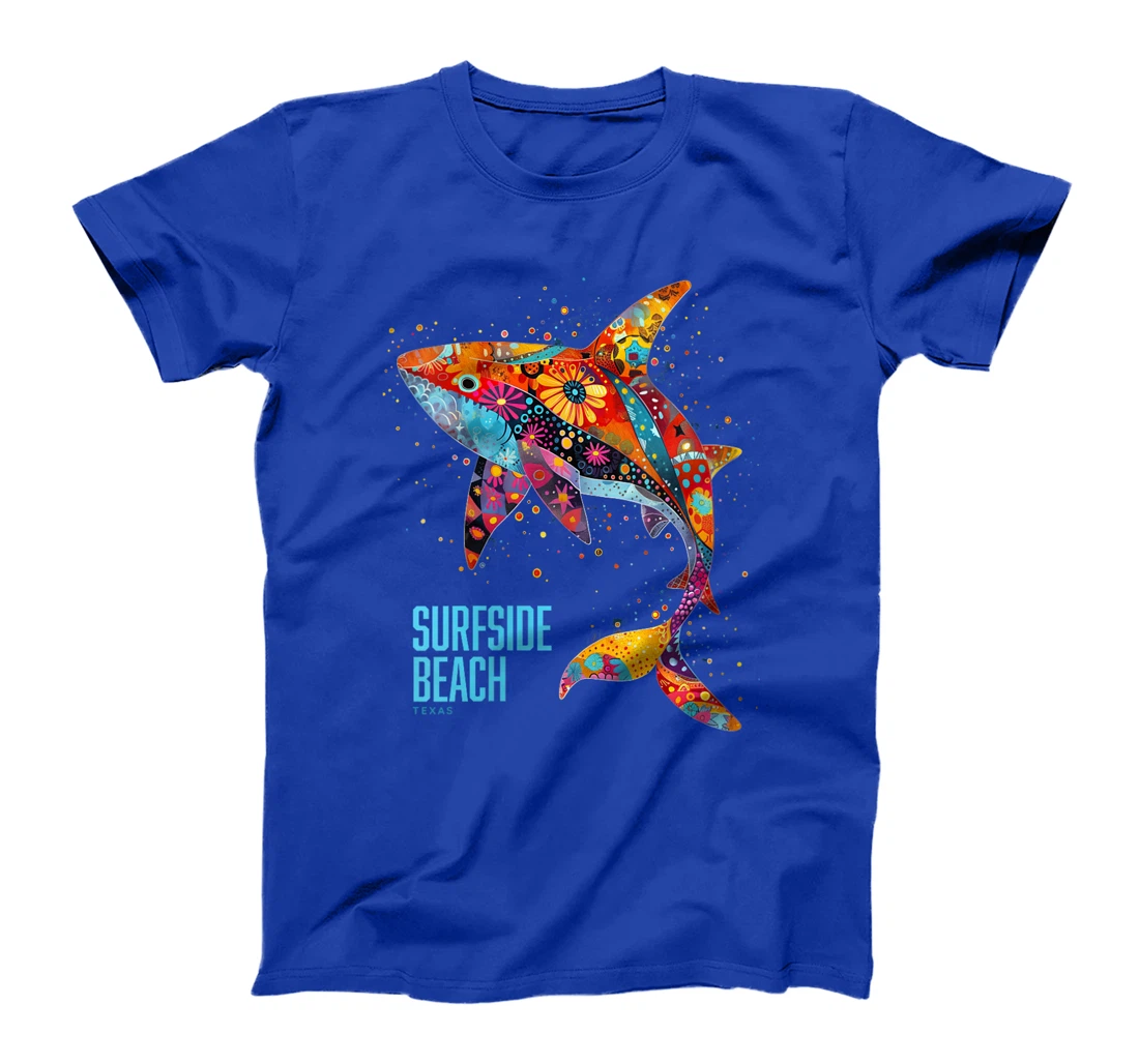 Womens Surfside Beach Texas Holiday TX Vacation Tribal Shark T-Shirt
