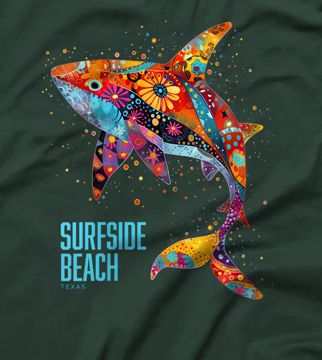 Womens Surfside Beach Texas Holiday TX Vacation Tribal Shark T-Shirt