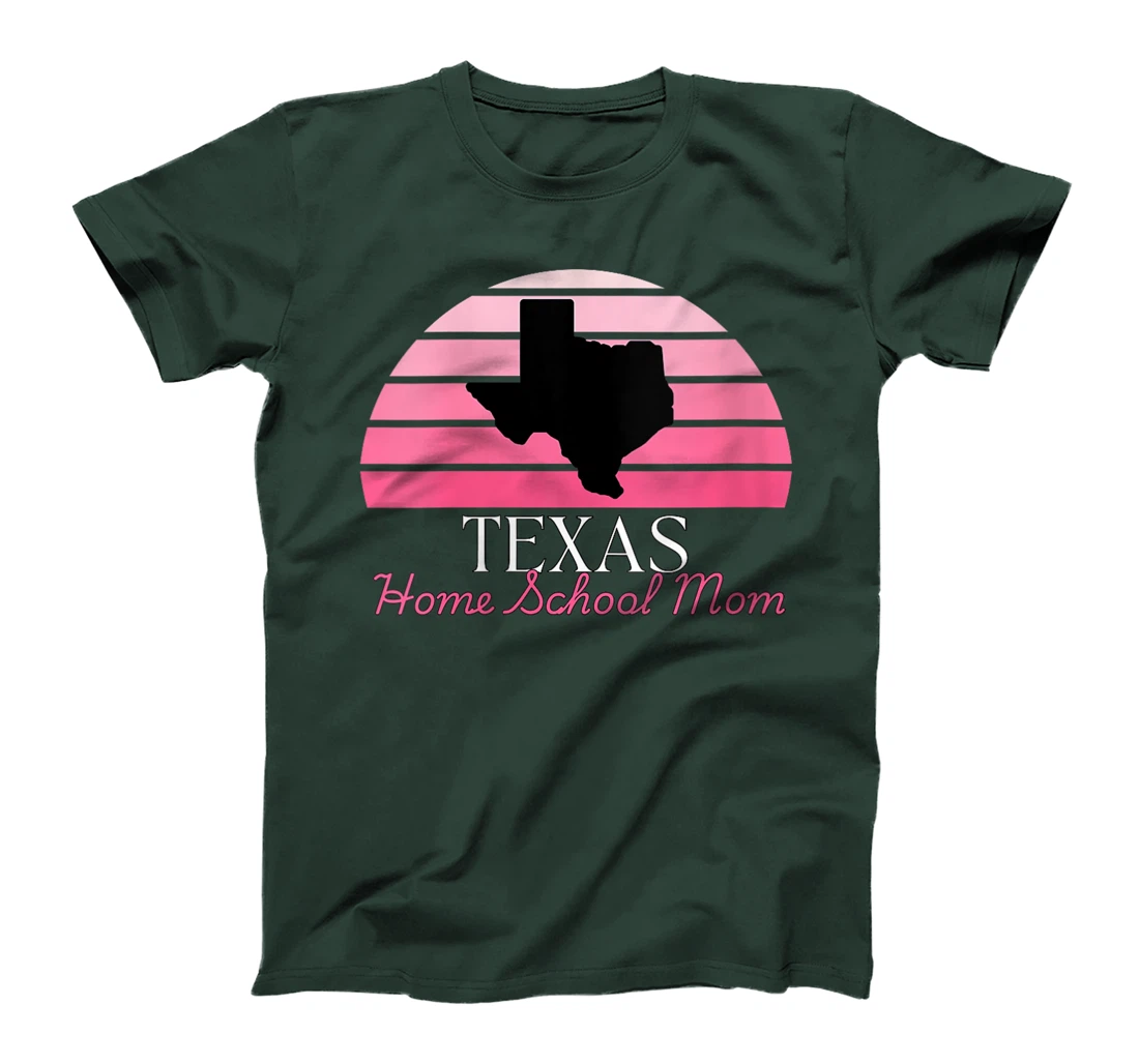 Womens Texas Home School Mom Retro Pink Sunset T-Shirt