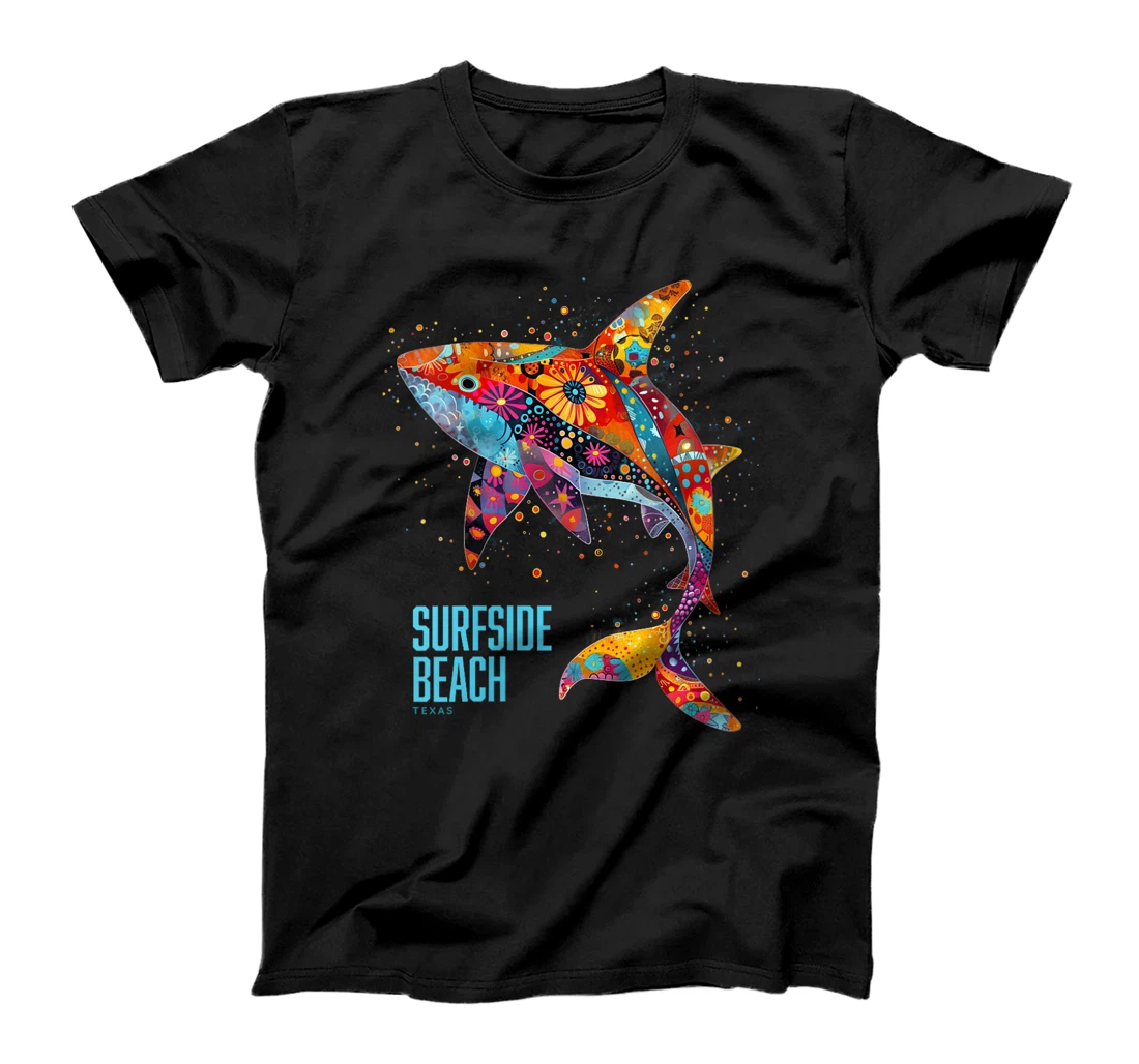 Womens Surfside Beach Texas Holiday TX Vacation Tribal Shark T-Shirt