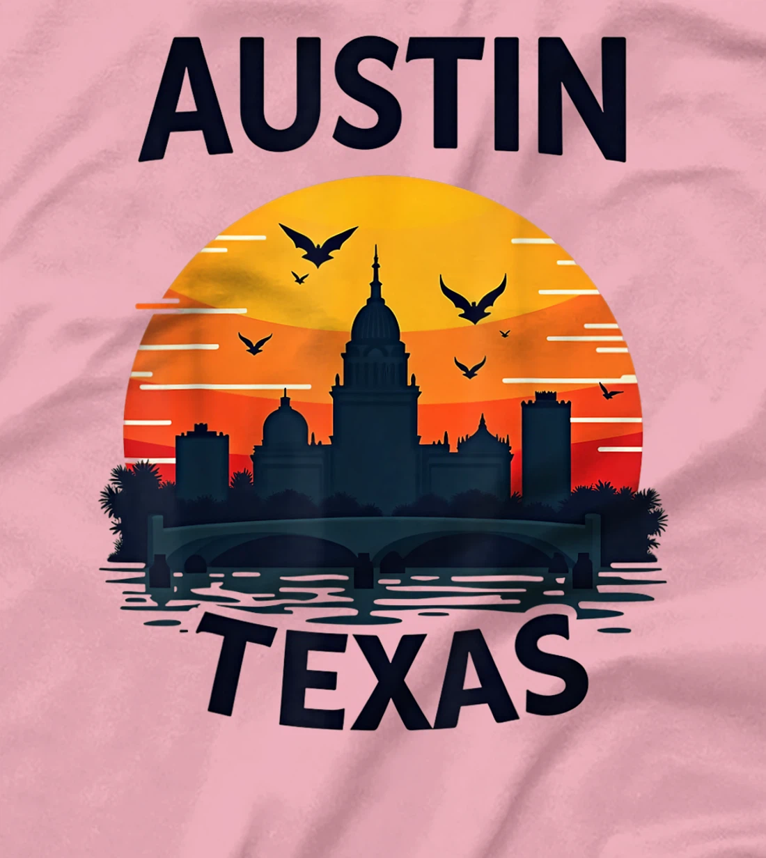 Austin Texas Sunset Scene Graphic T-Shirt