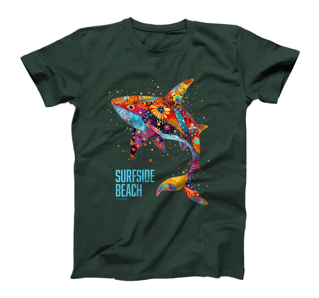 Womens Surfside Beach Texas Holiday TX Vacation Tribal Shark T-Shirt