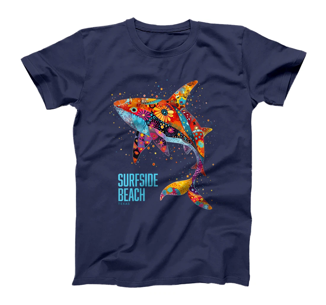 Womens Surfside Beach Texas Holiday TX Vacation Tribal Shark T-Shirt