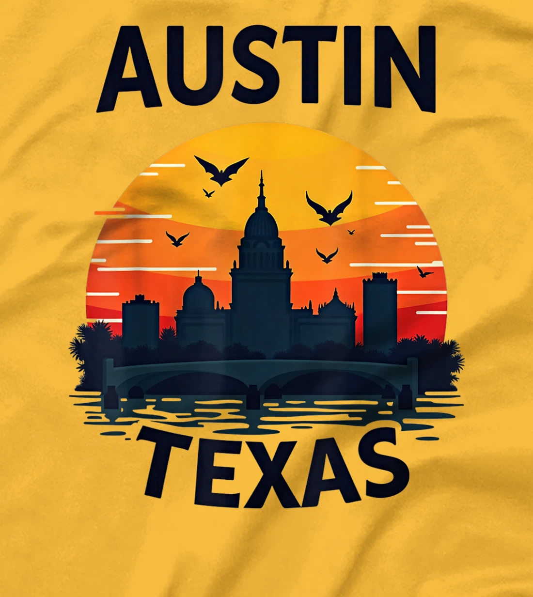 Austin Texas Sunset Scene Graphic T-Shirt