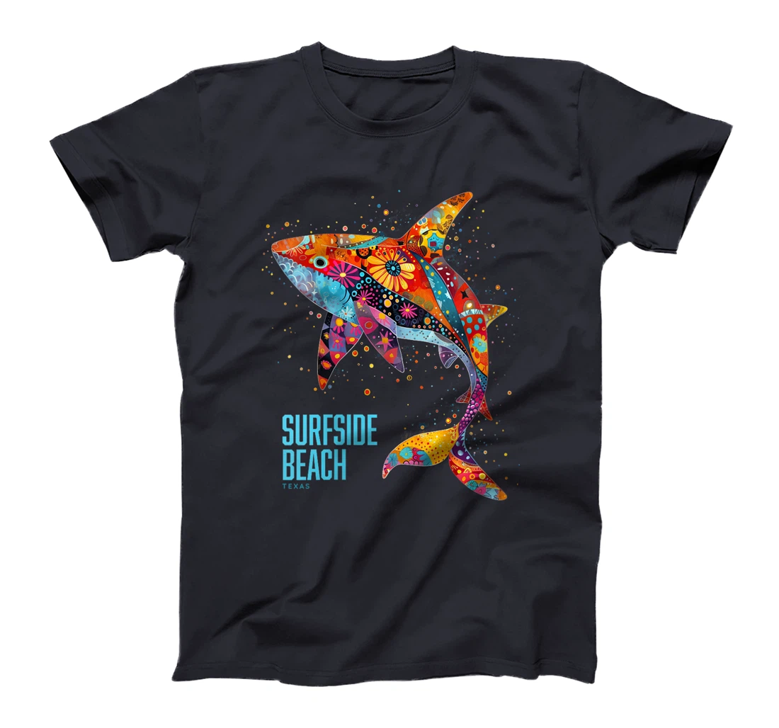 Womens Surfside Beach Texas Holiday TX Vacation Tribal Shark T-Shirt